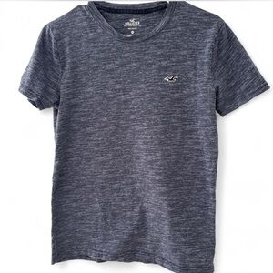 Hollister Must-Have Collection Navy Blue Marl Logo Mens T-Shirt XXS Y2k